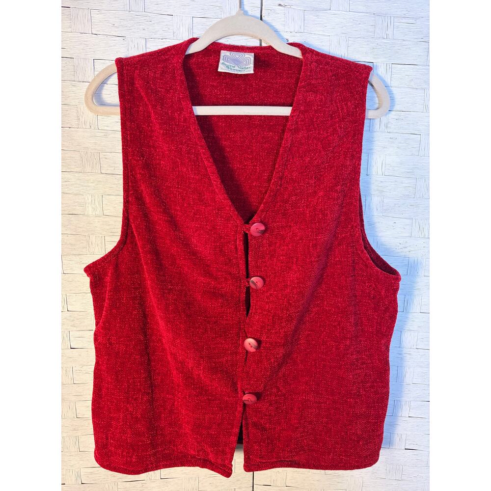Boyne Valley Weavers Made an Ireland women's‎ sweater vest red button  cozycore